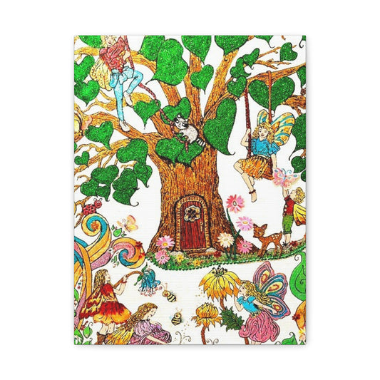 Old Oak Tree Matte Canvas The Land of Wind Fairies Series