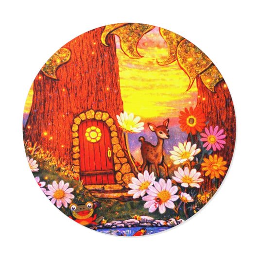 Round Vinyl Sticker Fairy Old Oak Tree — The Land of Wind Fairies Series