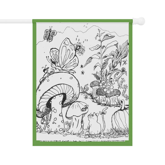 Garden Banner — The Land of Wind Fairies™ Whimsical Fairy Mushroom Garden