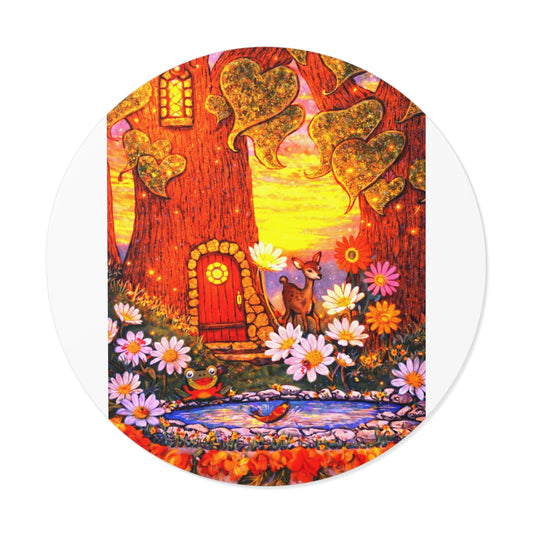 Round Vinyl Sticker Fairy Old Oak Tree — The Land of Wind Fairies Series