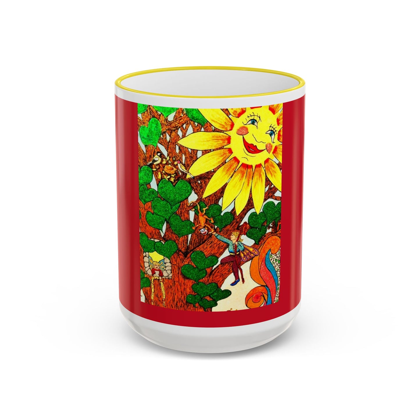 Mug Accent Rim & Handle 11oz/15oz - Swinging in the Old Oak Tree (Land of Wind Fairies™)