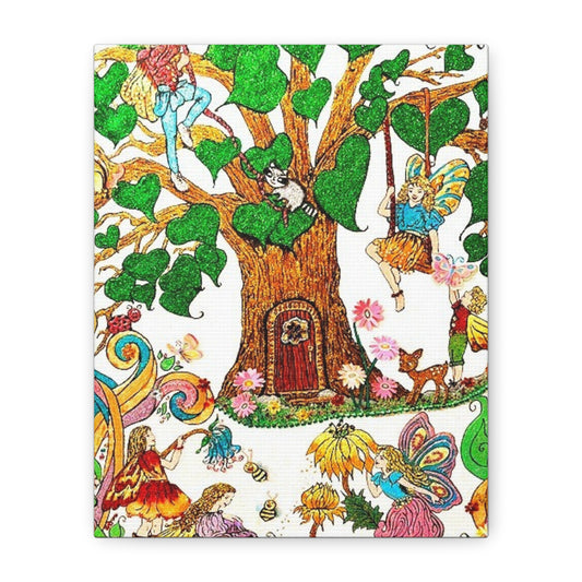 Old Oak Tree Matte Canvas The Land of Wind Fairies Series