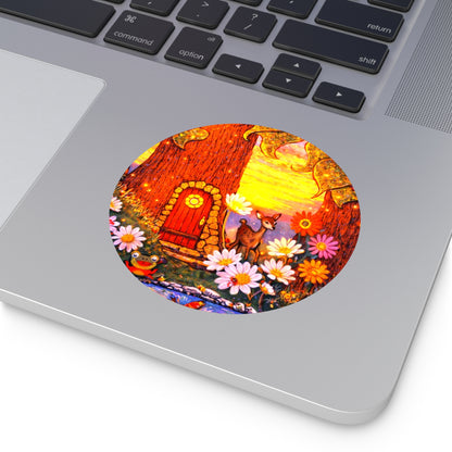 Round Vinyl Sticker Fairy Old Oak Tree — The Land of Wind Fairies Series