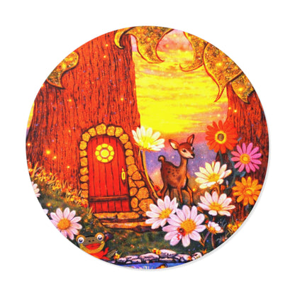 Round Vinyl Sticker Fairy Old Oak Tree — The Land of Wind Fairies Series