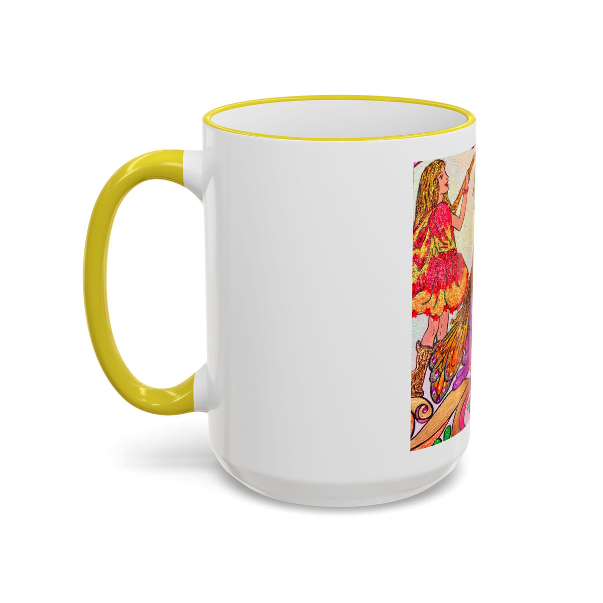 Accent Rim and Handle Mug 11oz - The Land of the Wind Fairies