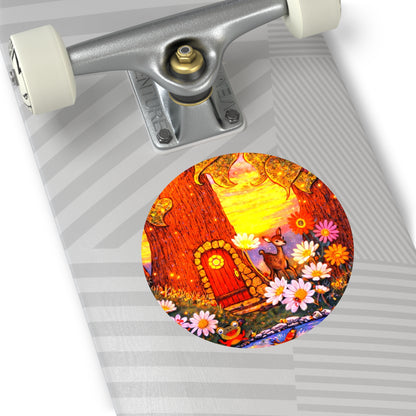Round Vinyl Sticker Fairy Old Oak Tree — The Land of Wind Fairies Series