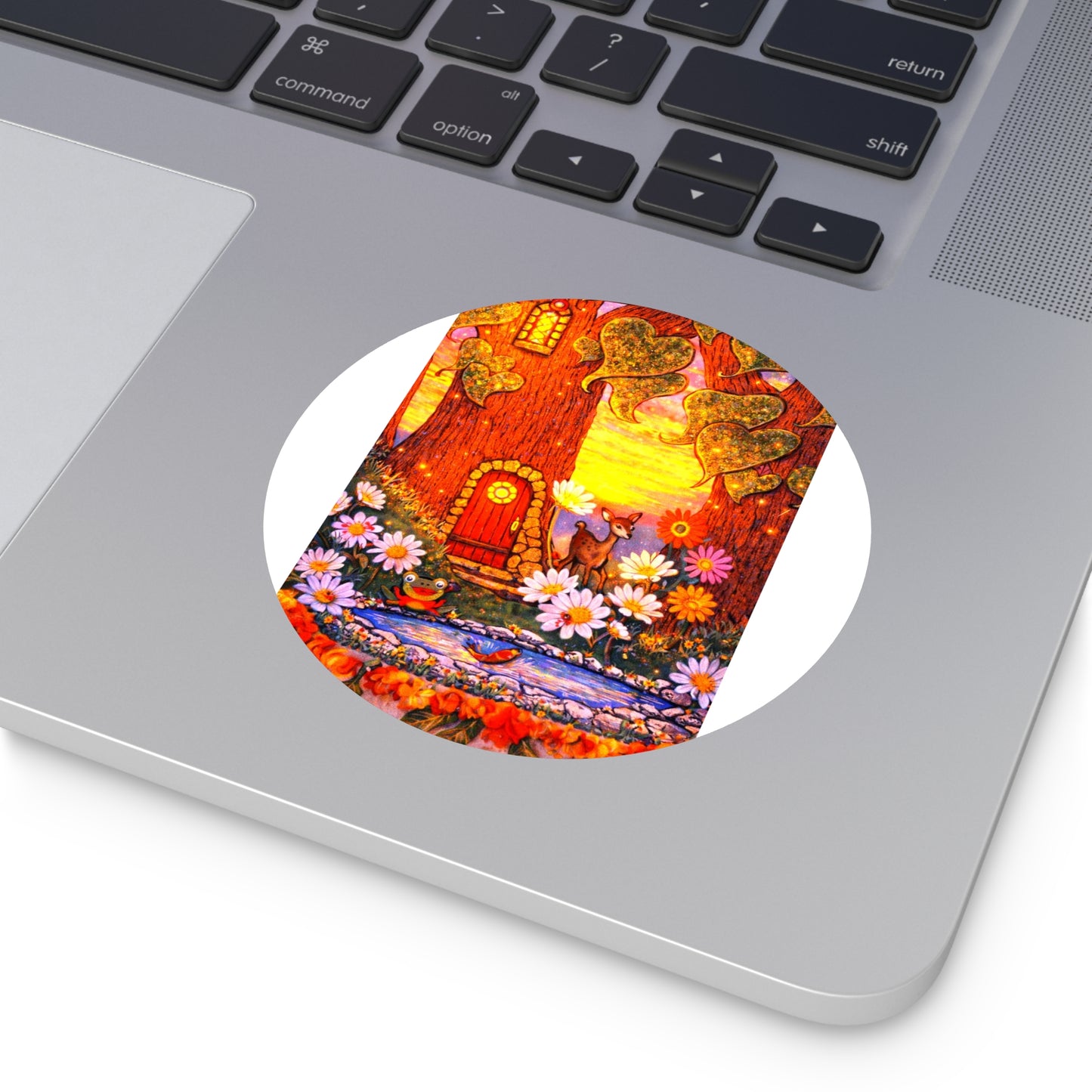 Round Vinyl Sticker Fairy Old Oak Tree — The Land of Wind Fairies Series