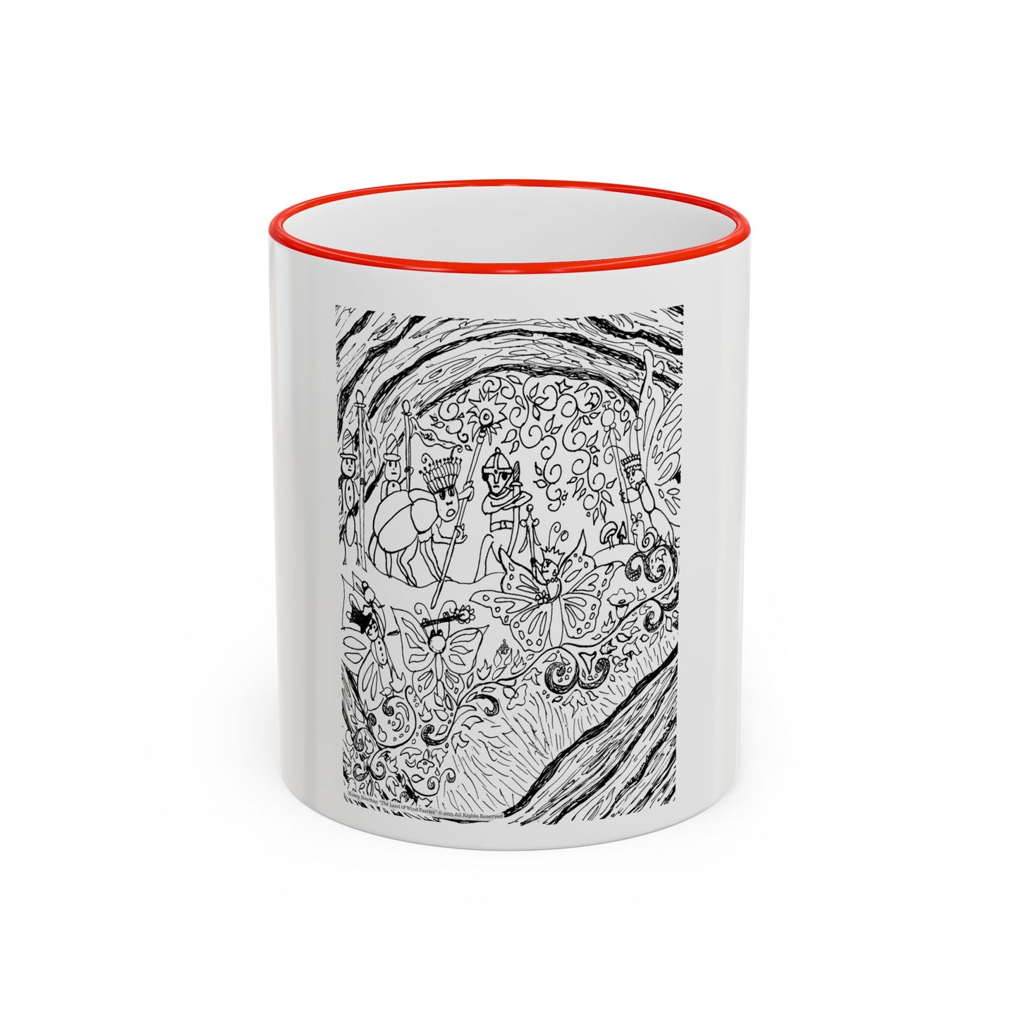 Accent Rim and Handle Mug 11oz - Old Tom Beetle, King and Queen & the Butterfly Council