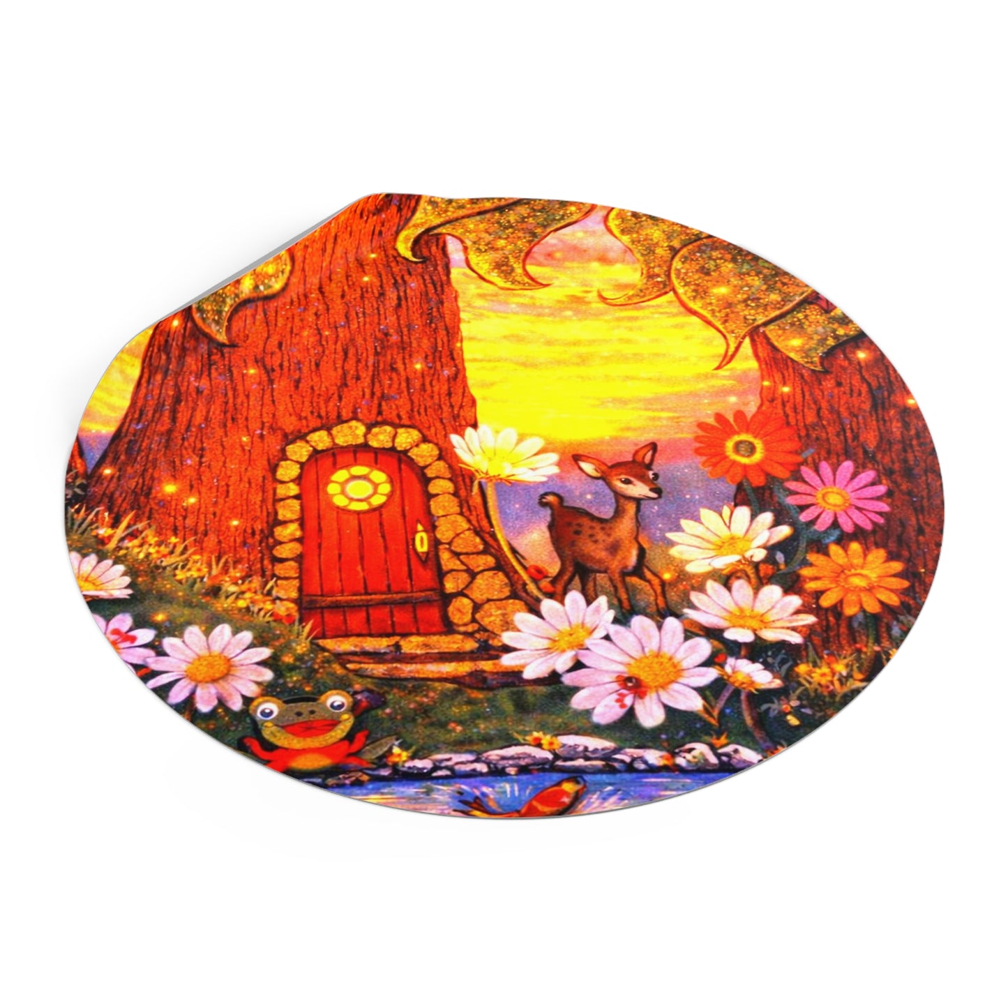 Round Vinyl Sticker Fairy Old Oak Tree — The Land of Wind Fairies Series