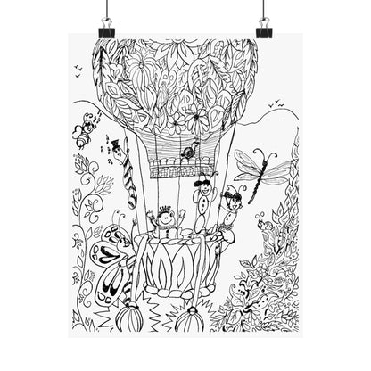 Poster -Hot Air Balloon  (Matte) — Whimsical Art from The Land of Wind Fairies™