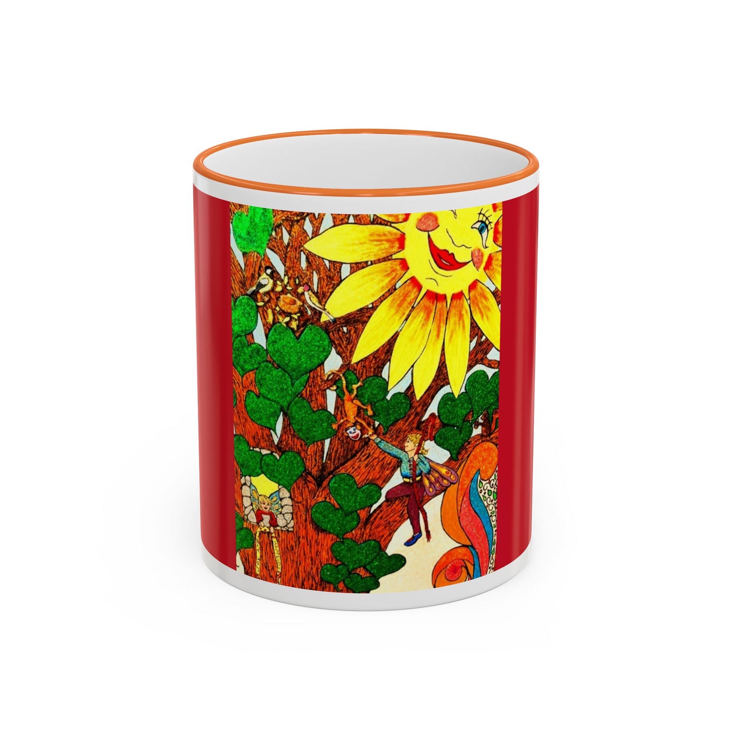 Mug Accent Rim & Handle 11oz/15oz -  Swinging in the Old Oak Tree  (Land of Wind Fairies™)