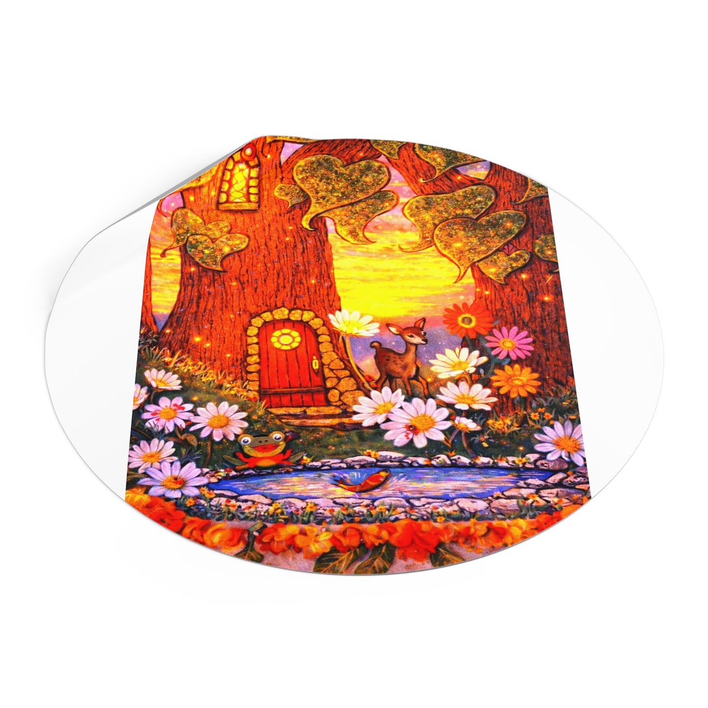 Round Vinyl Sticker Fairy Old Oak Tree — The Land of Wind Fairies Series