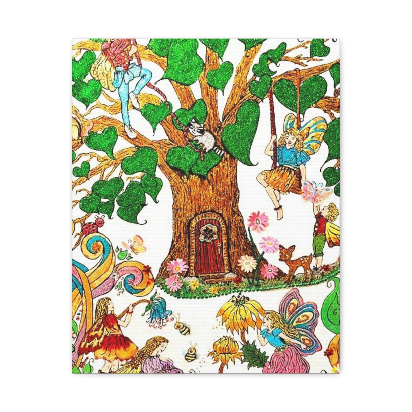 Old Oak Tree Matte Canvas The Land of Wind Fairies Series