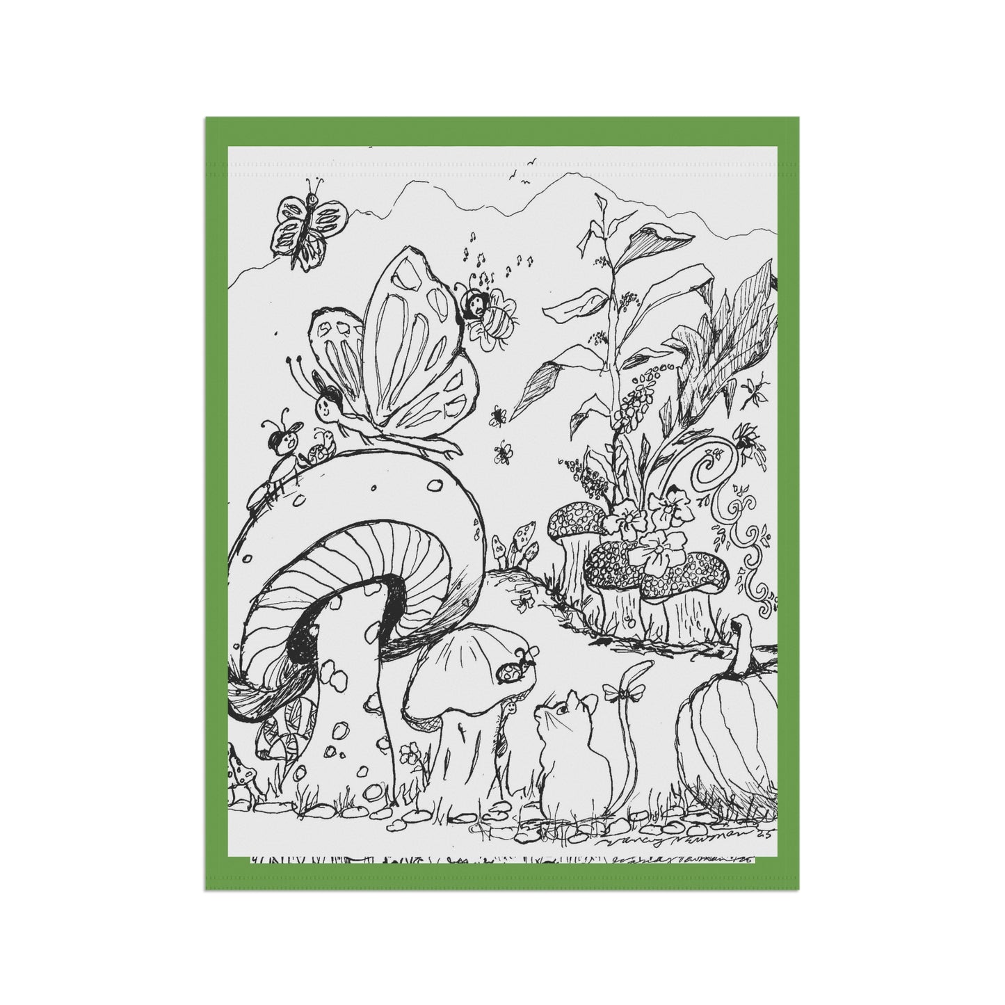 Garden Banner — The Land of Wind Fairies™ Whimsical Fairy Mushroom Garden