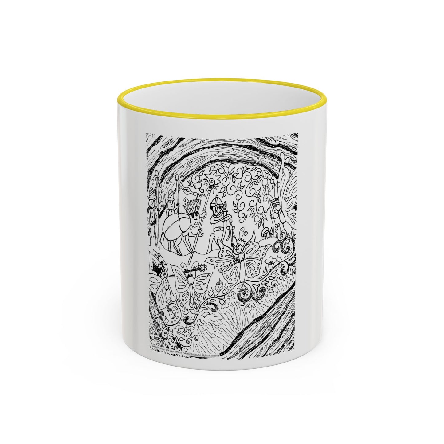 Accent Rim and Handle Mug 11oz - Old Tom Beetle, King and Queen & the Butterfly Council