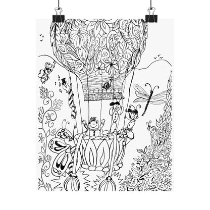 Poster -Hot Air Balloon  (Matte) — Whimsical Art from The Land of Wind Fairies™
