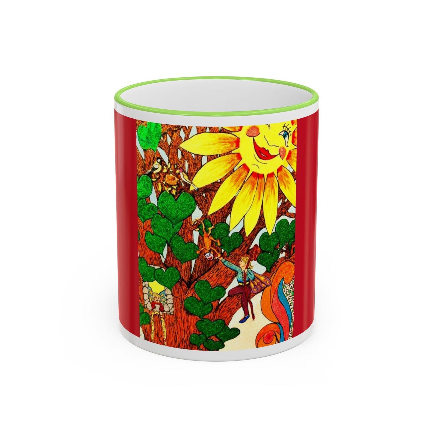 Mug Accent Rim & Handle 11oz/15oz -  Swinging in the Old Oak Tree  (Land of Wind Fairies™)