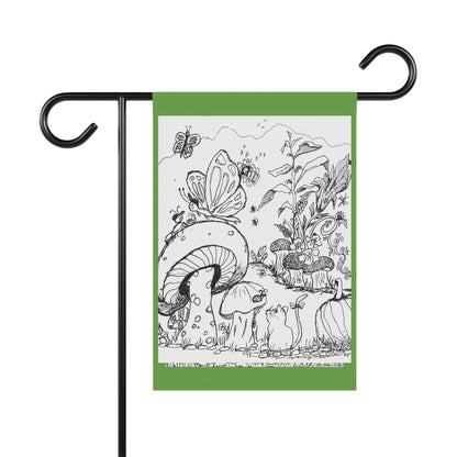Garden Banner — The Land of Wind Fairies™ Whimsical Fairy Mushroom Garden