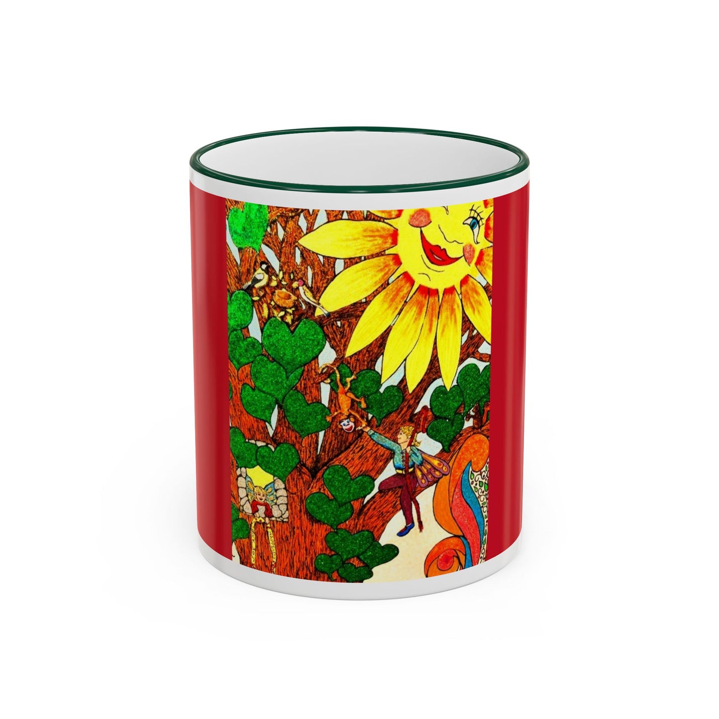Mug Accent Rim & Handle 11oz/15oz -  Swinging in the Old Oak Tree  (Land of Wind Fairies™)