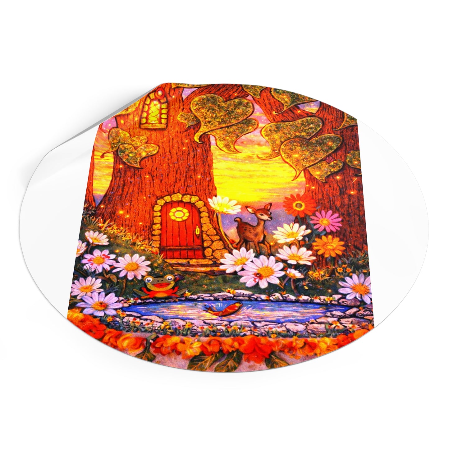 Round Vinyl Sticker Fairy Old Oak Tree — The Land of Wind Fairies Series
