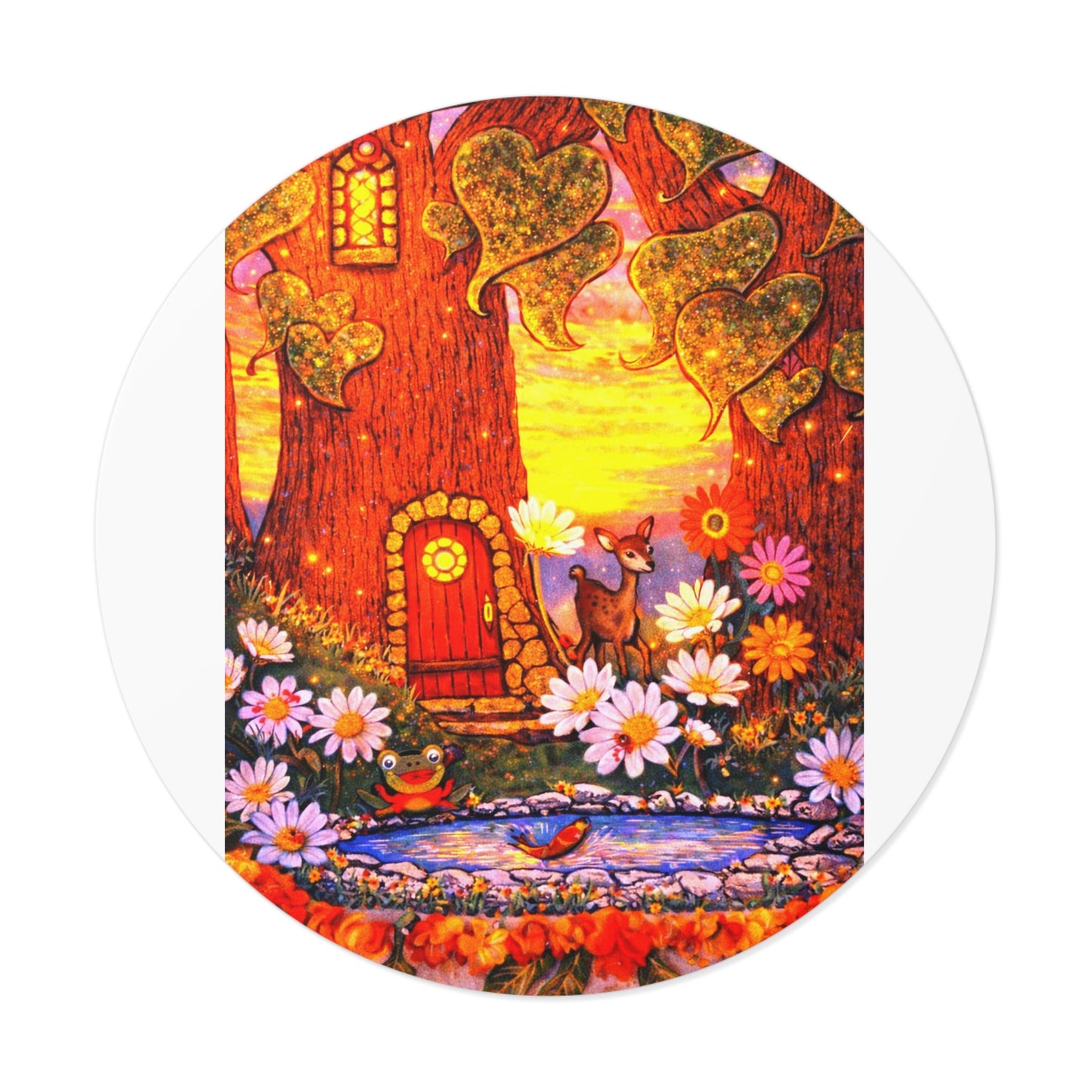 Round Vinyl Sticker Fairy Old Oak Tree — The Land of Wind Fairies Series