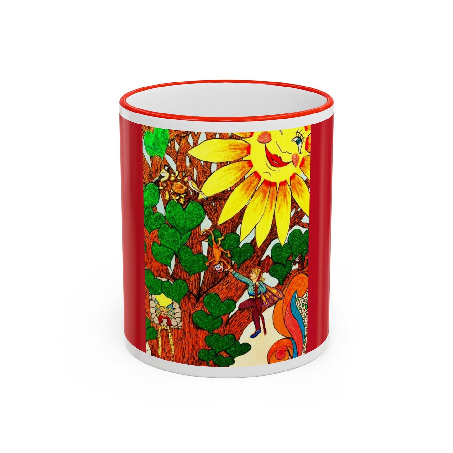 Mug Accent Rim & Handle 11oz/15oz -  Swinging in the Old Oak Tree  (Land of Wind Fairies™)