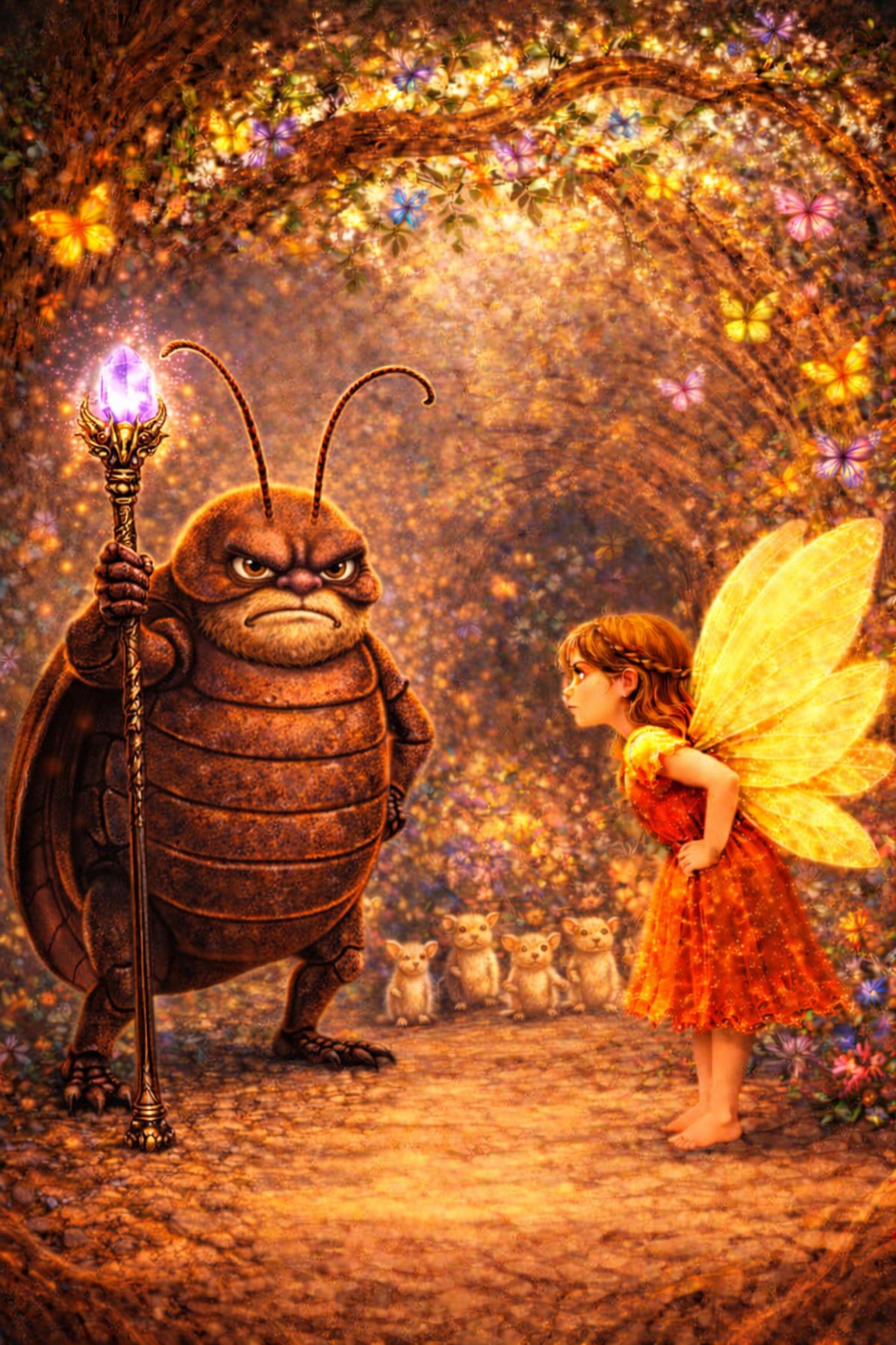 Fairies & Old Tom Beetle- Double-Sided Keychain Charm — The Wind Fairies' Mission