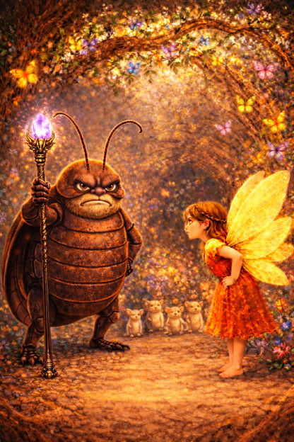 Fairies & Old Tom Beetle- Double-Sided Keychain Charm — The Wind Fairies' Mission