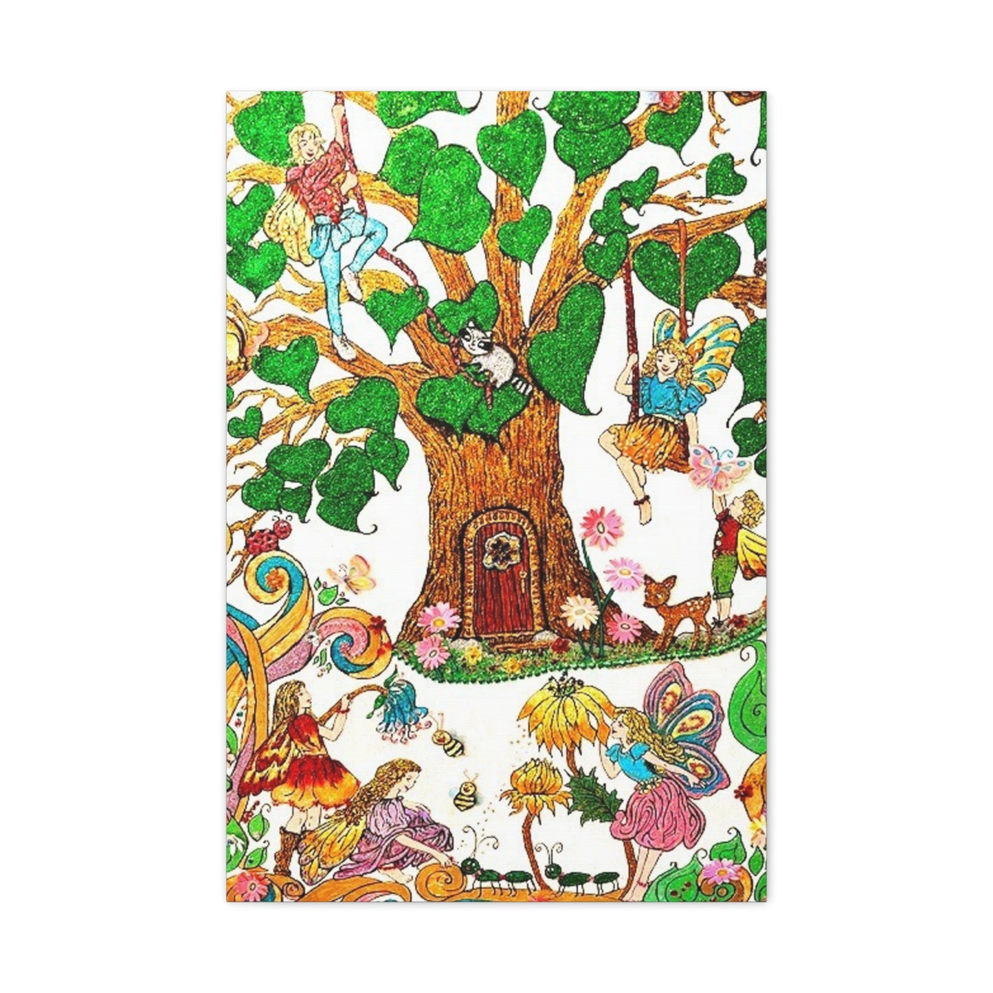 Old Oak Tree Matte Canvas The Land of Wind Fairies Series