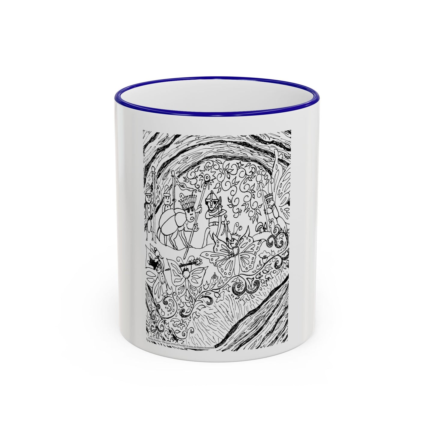 Accent Rim and Handle Mug 11oz - Old Tom Beetle, King and Queen & the Butterfly Council