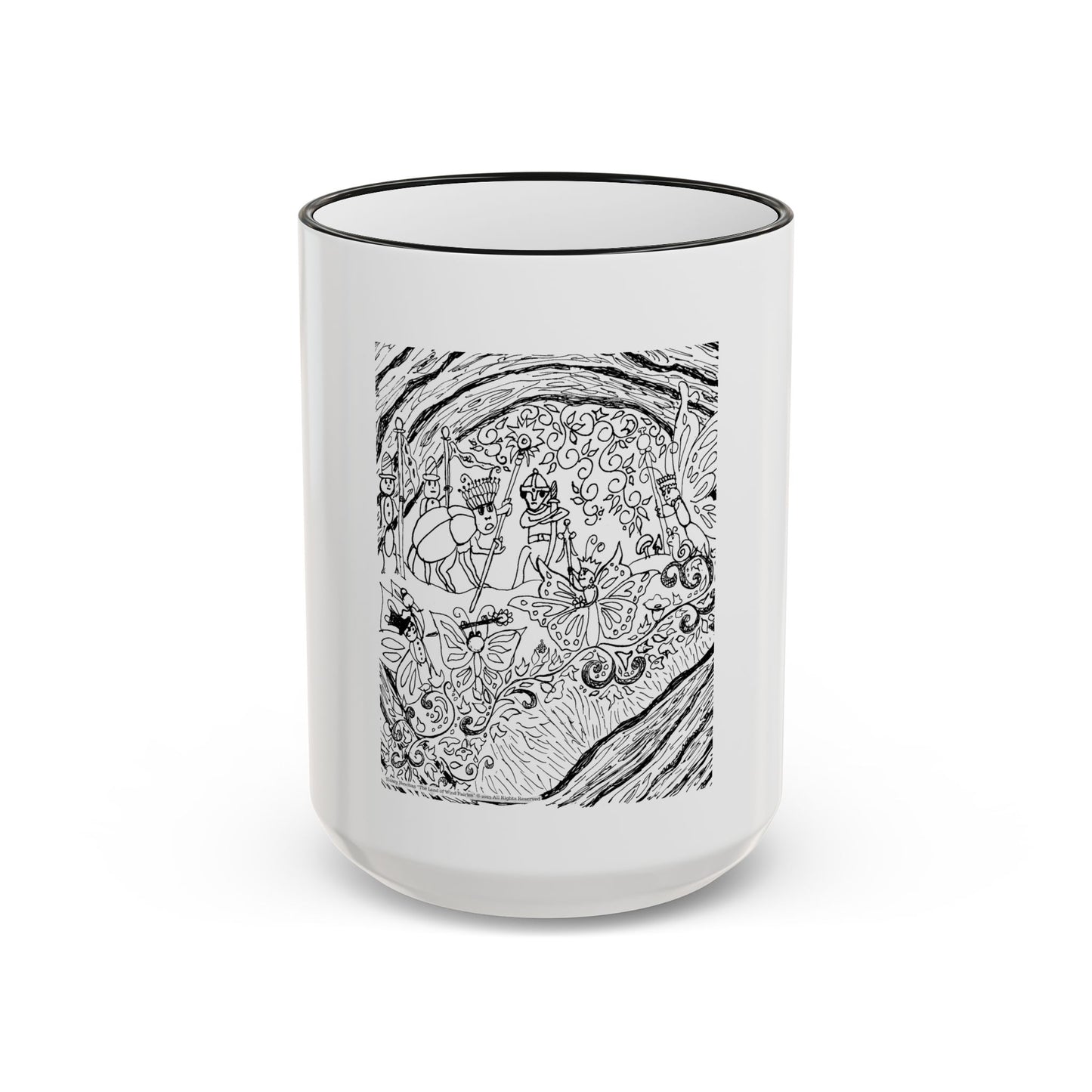 Accent Rim and Handle Mug 11oz - Old Tom Beetle, King and Queen & the Butterfly Council