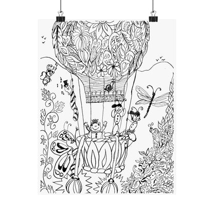 Poster -Hot Air Balloon  (Matte) — Whimsical Art from The Land of Wind Fairies™