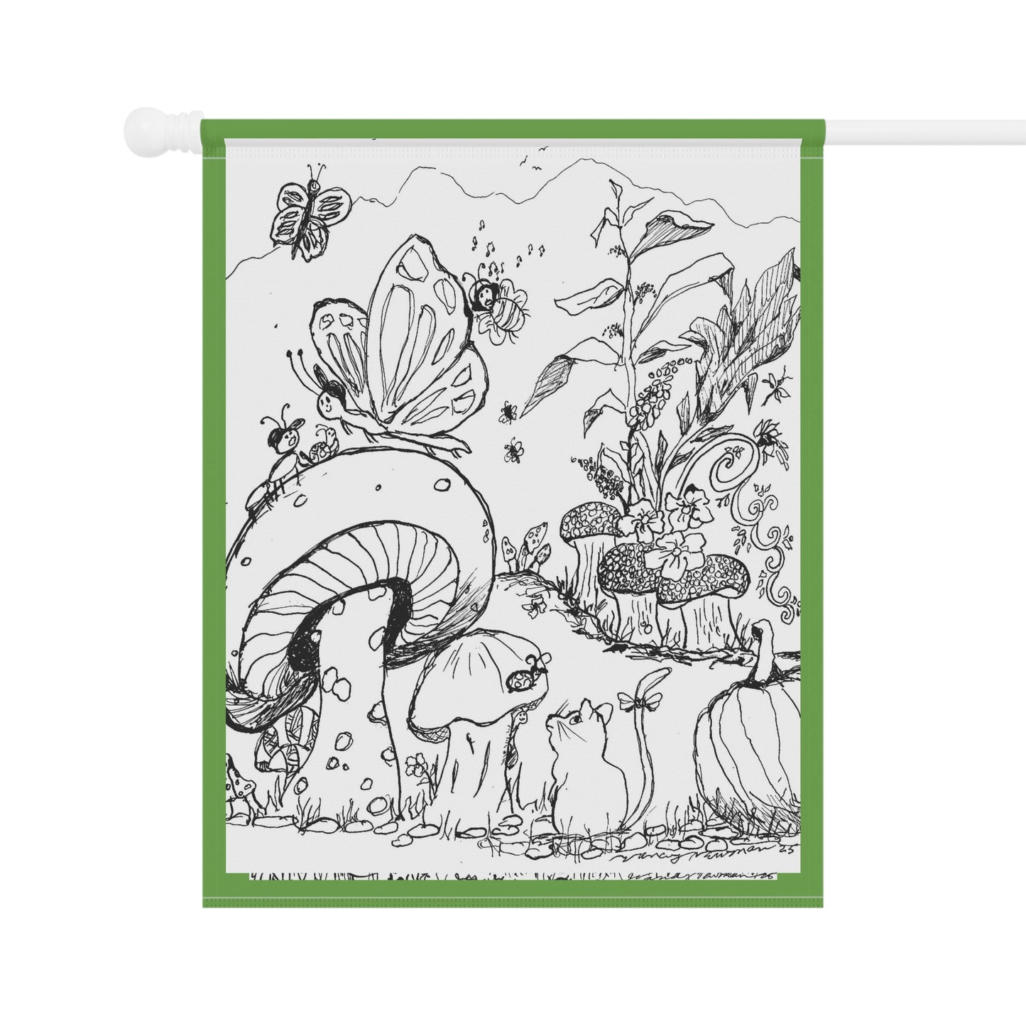 Garden Banner — The Land of Wind Fairies™ Whimsical Fairy Mushroom Garden