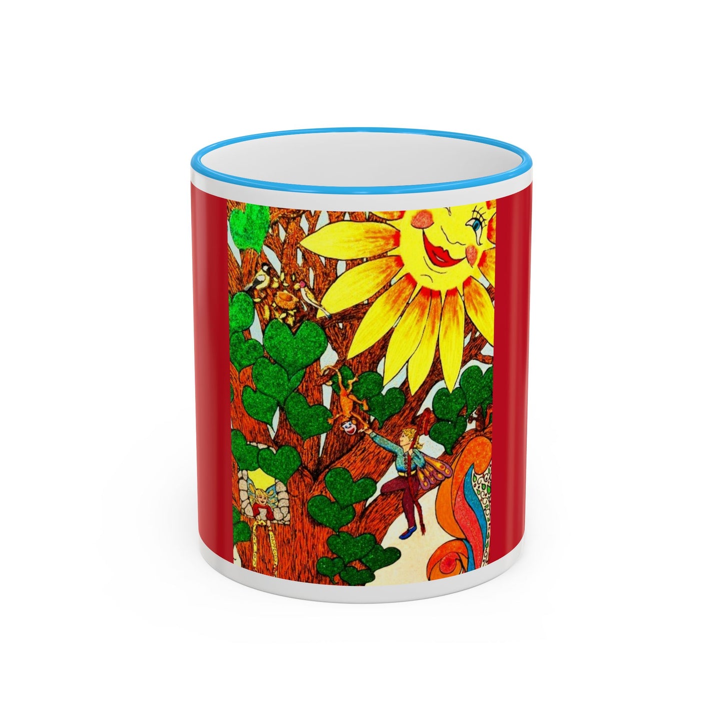 Mug Accent Rim & Handle 11oz/15oz -  Swinging in the Old Oak Tree  (Land of Wind Fairies™)