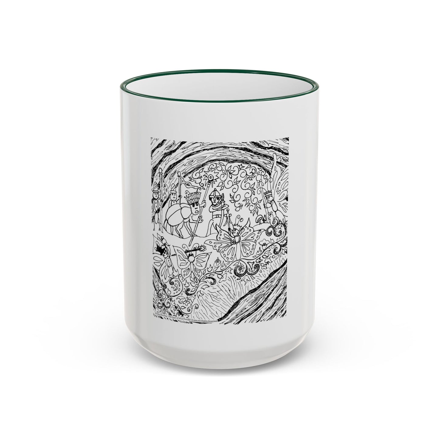 Accent Rim and Handle Mug 11oz - Old Tom Beetle, King and Queen & the Butterfly Council