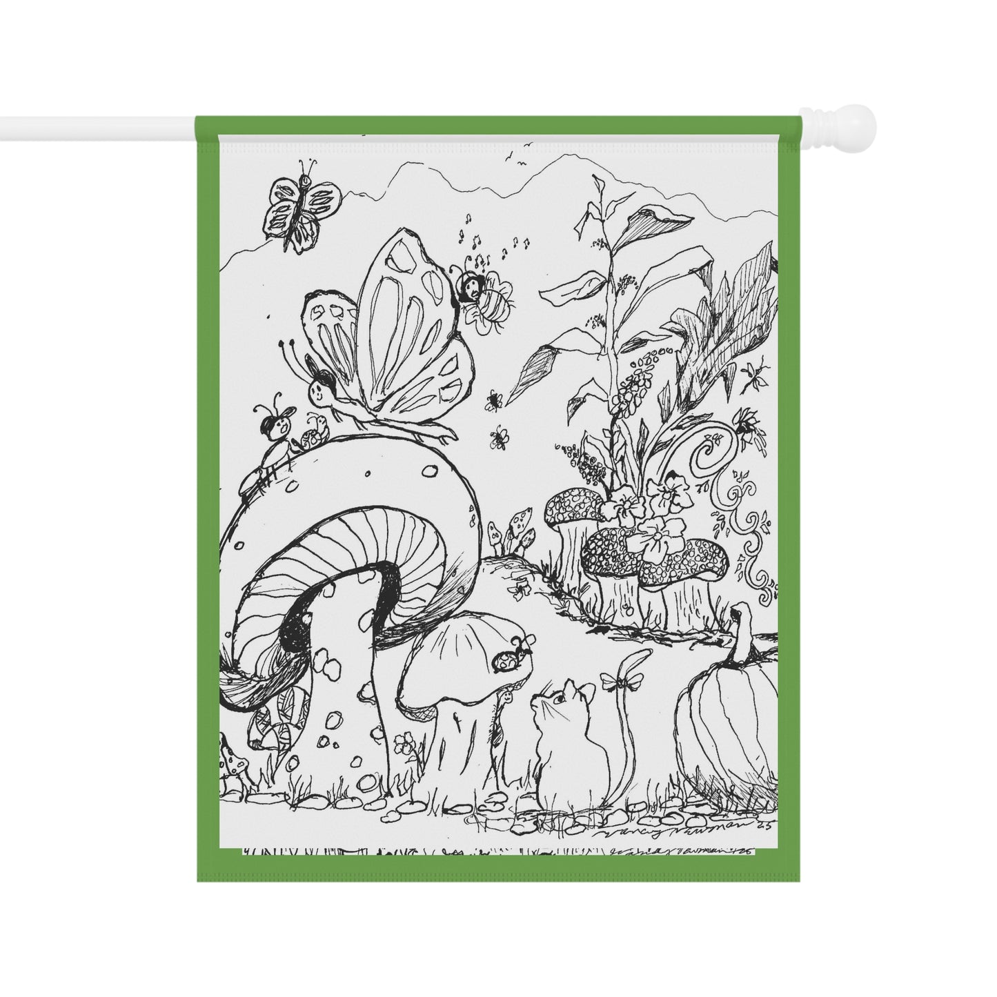 Garden Banner — The Land of Wind Fairies™ Whimsical Fairy Mushroom Garden