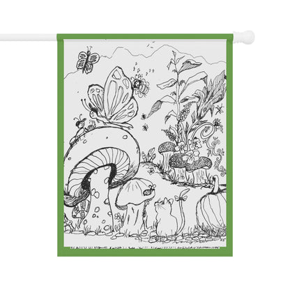 Garden Banner — The Land of Wind Fairies™ Whimsical Fairy Mushroom Garden