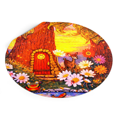 Round Vinyl Sticker Fairy Old Oak Tree — The Land of Wind Fairies Series