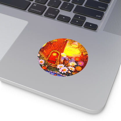 Round Vinyl Sticker Fairy Old Oak Tree — The Land of Wind Fairies Series