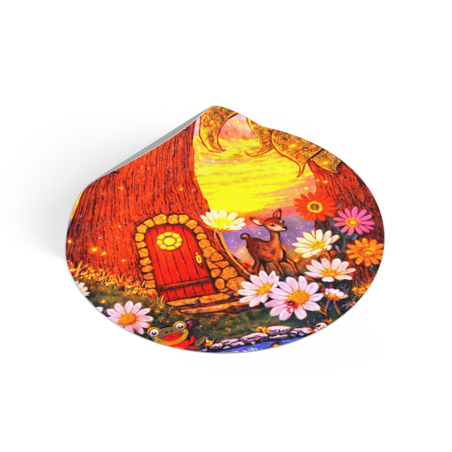 Round Vinyl Sticker Fairy Old Oak Tree — The Land of Wind Fairies Series