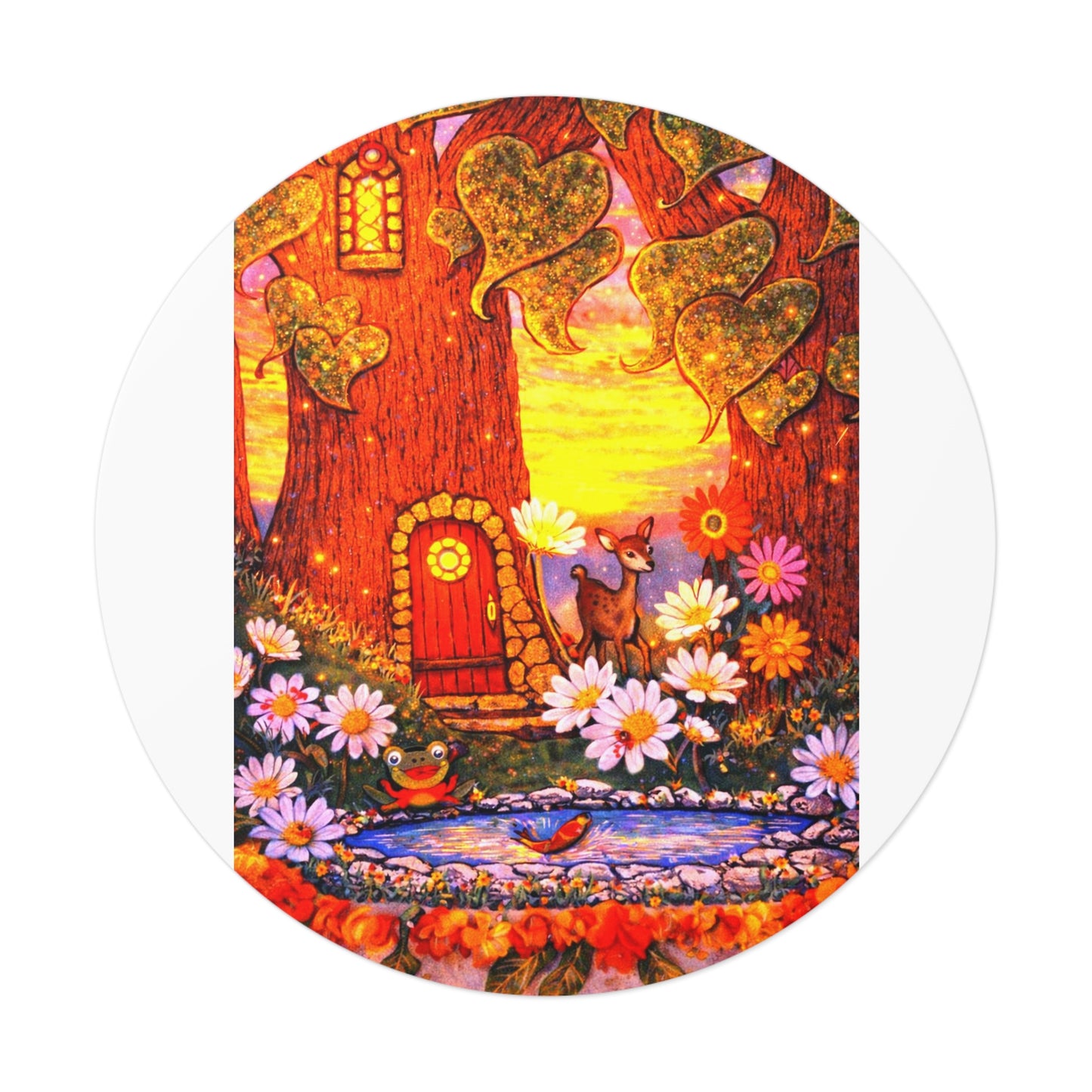 Round Vinyl Sticker Fairy Old Oak Tree — The Land of Wind Fairies Series