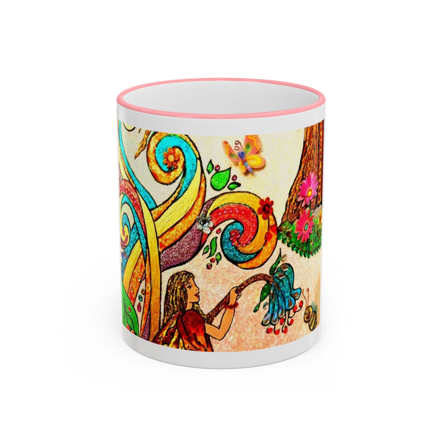 Accent Rim and Handle Mug 11oz - The Land of the Wind Fairies