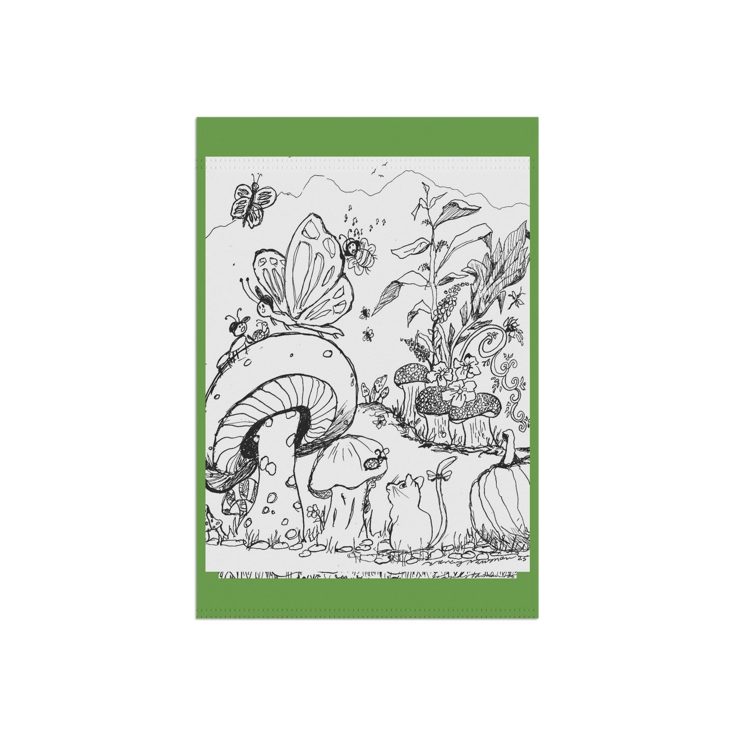Garden Banner — The Land of Wind Fairies™ Whimsical Fairy Mushroom Garden